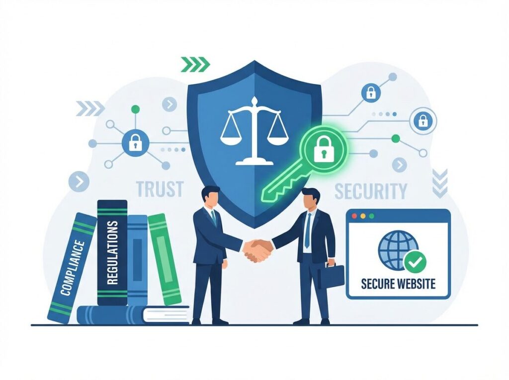 セキュリティを強固にして握手する男性