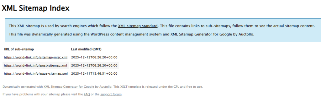 XML Sitemapのページ
