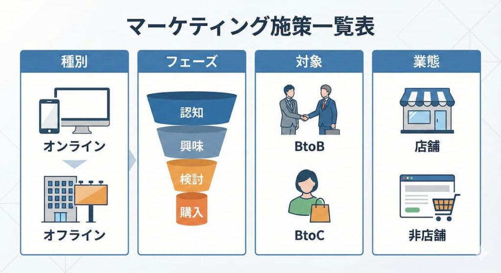 マーケティング施策一覧の分類
